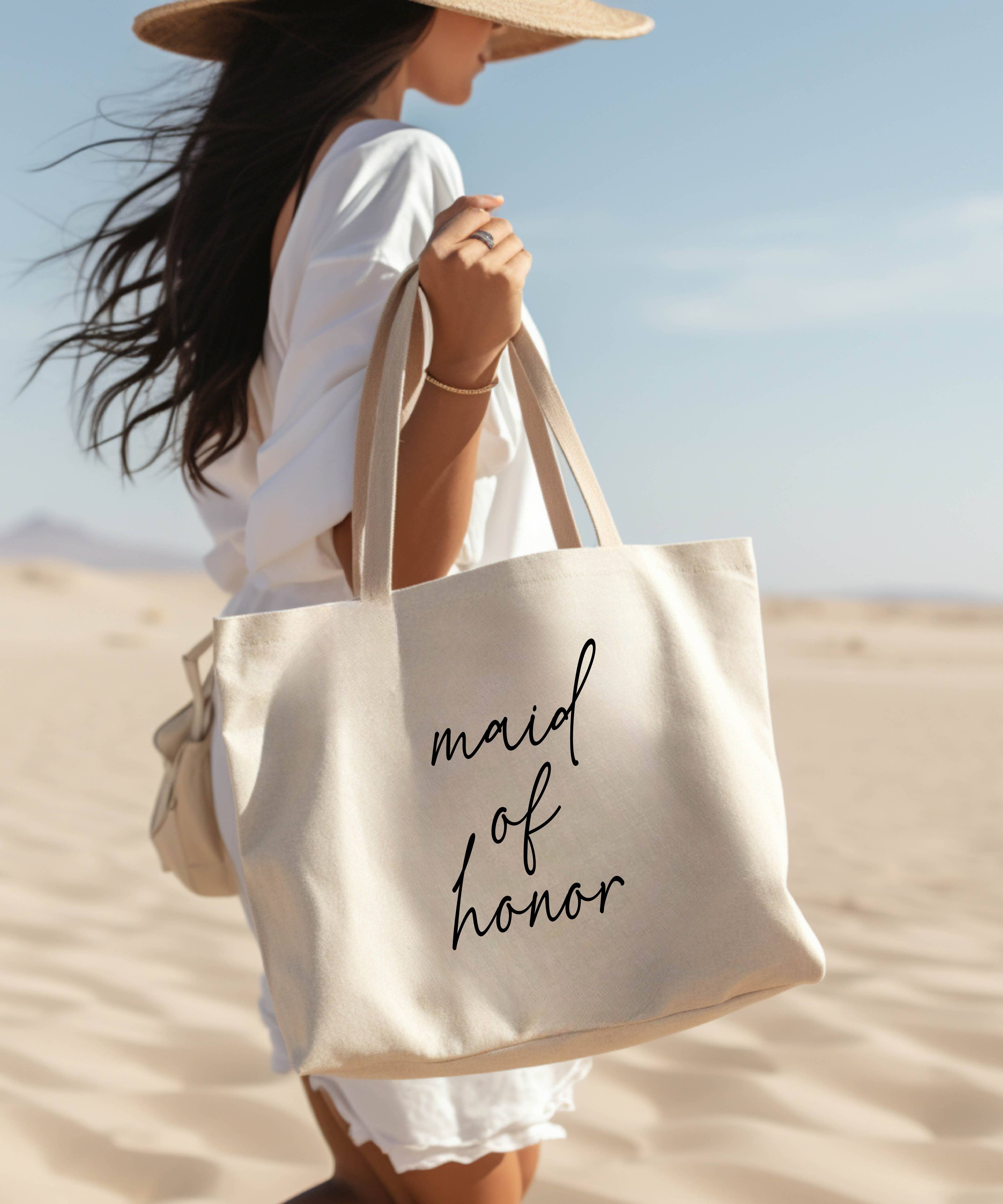 Maid of Honor Tote Bag Canvas Bridal Shower Gifts