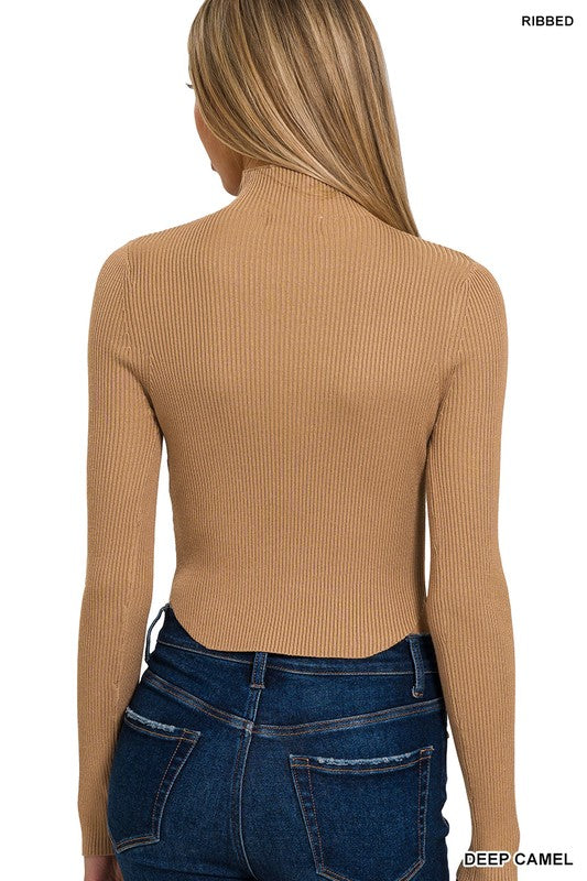 Sculpt Ribbed Turtleneck Sweater