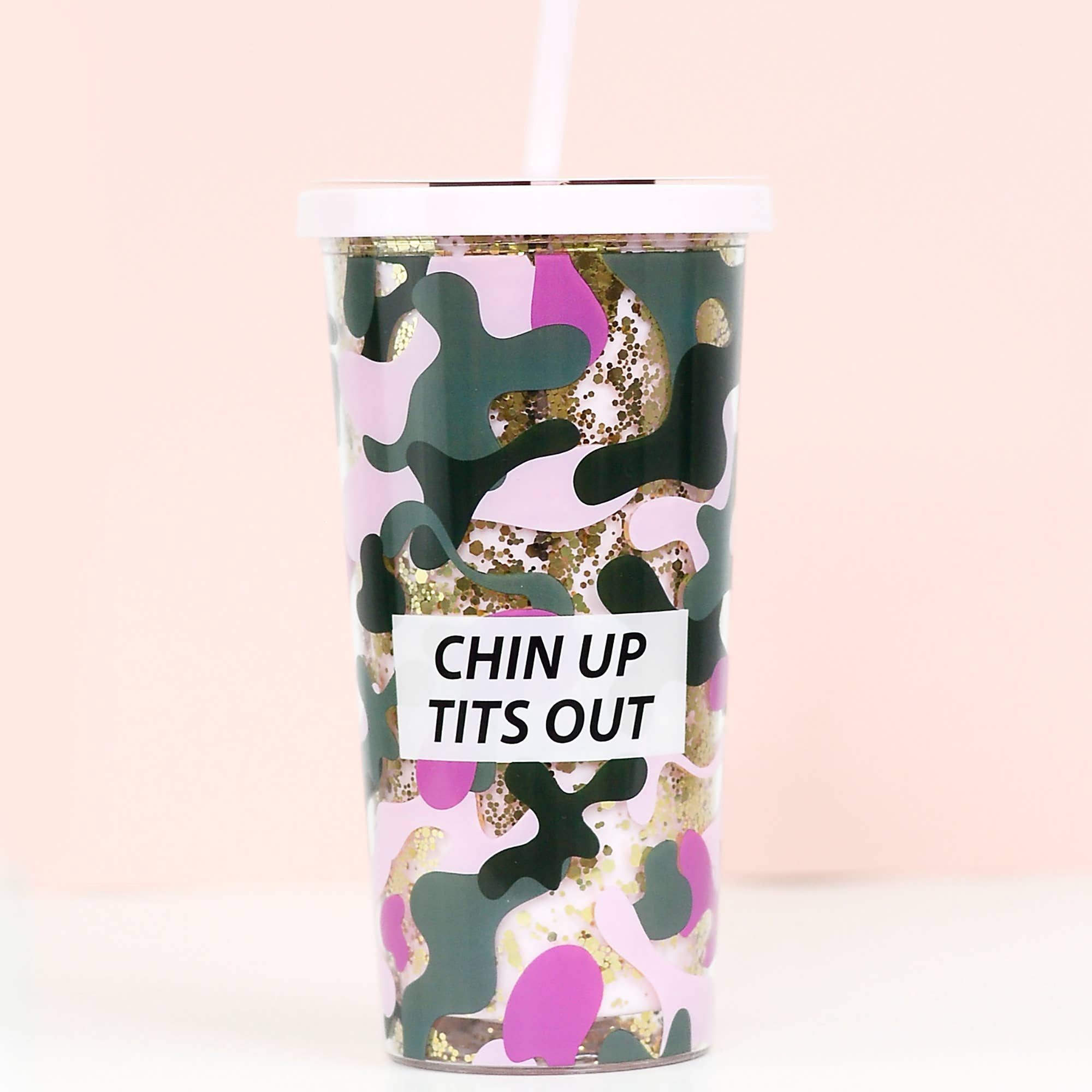 Chin Up Tits Out Tumbler with Straw