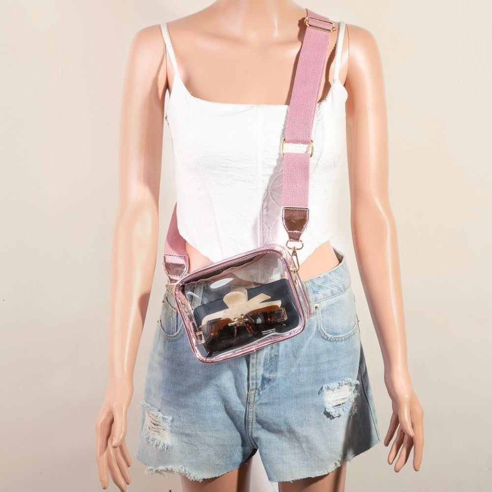 Rosé Aura Clear Crossbody Bag