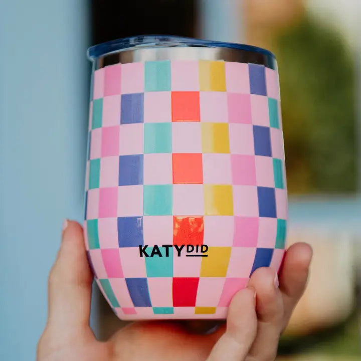Multicolored Checkered Wine Tumbler