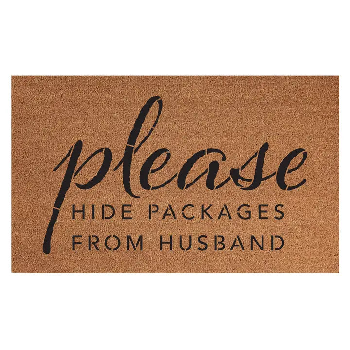 Please hide packages from my husband outdoor mat