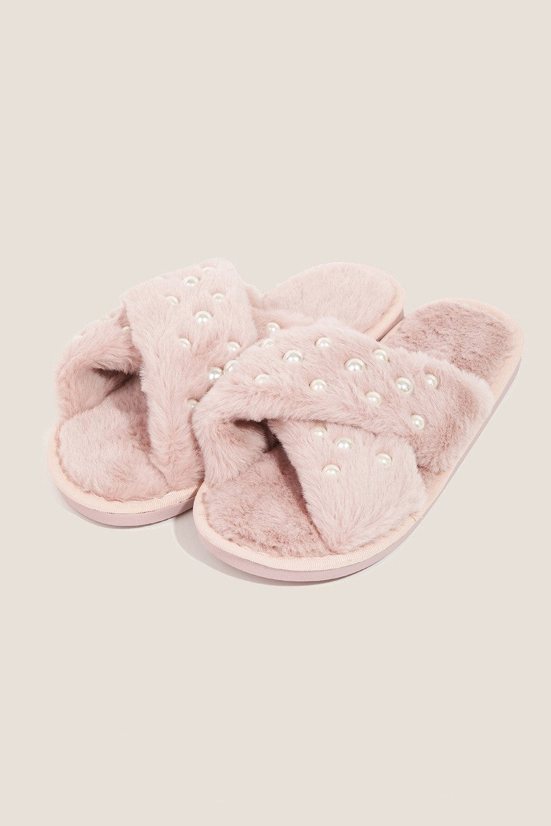 Blush Haven Faux Fur Slippers