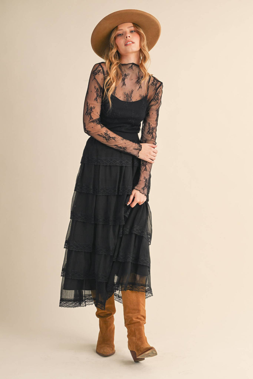 SHEER LACE LONG SLEEVE TOP