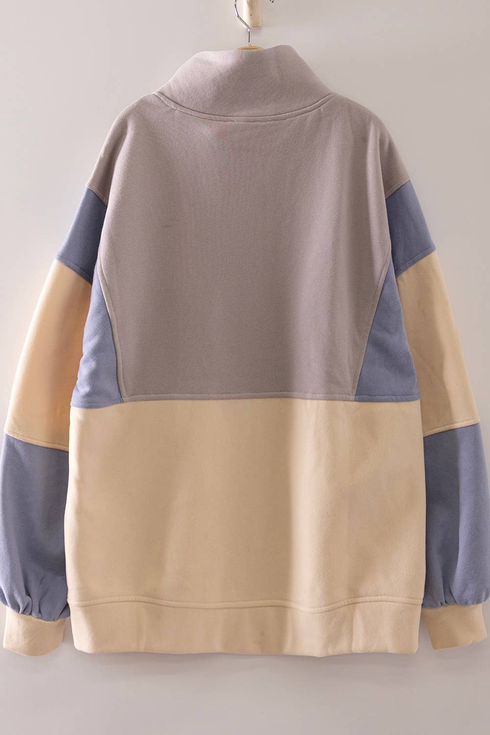 NT12353X-PLUS SIZE Colorblock Half Snap Sweatshirt