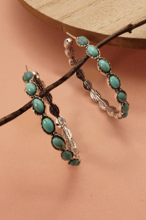 Western Blue Hoop Earrings