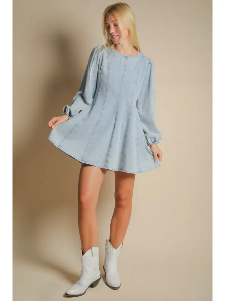 Stonewash Denim Mini Dress