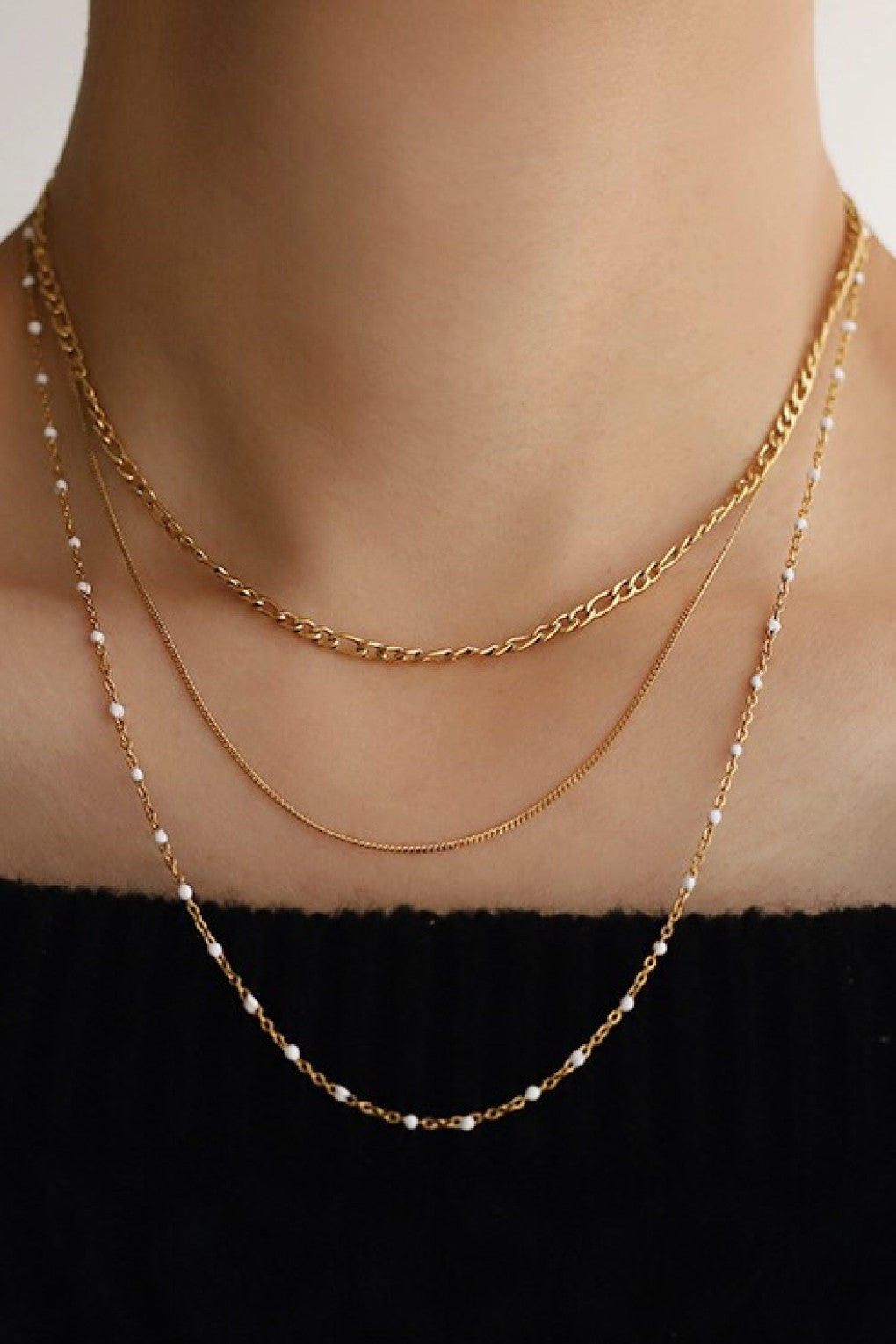 18K Gold Dipped Layered Chain Necklace