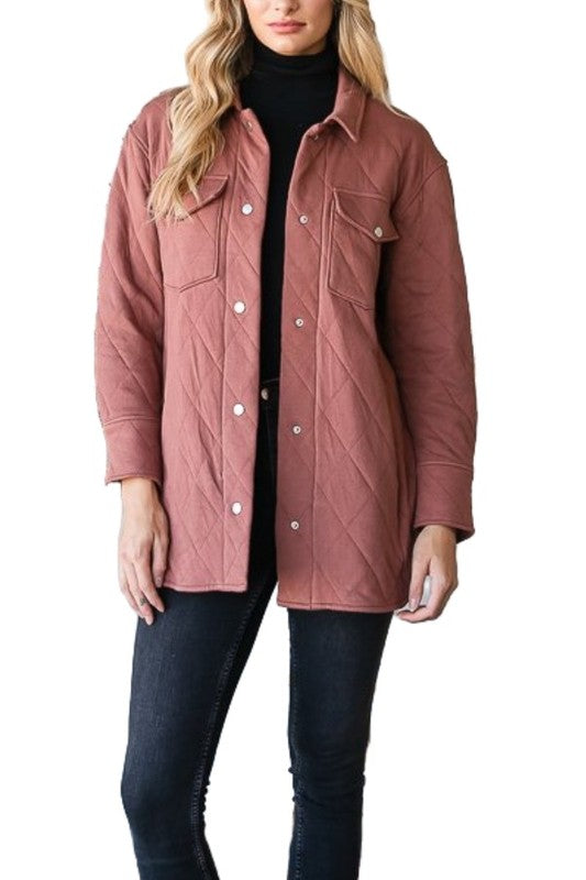 Plus Quilted Ease Button Jacket