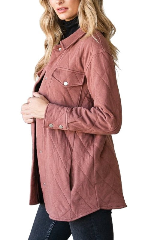 Plus Quilted Ease Button Jacket