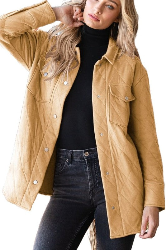 Plus Quilted Ease Button Jacket
