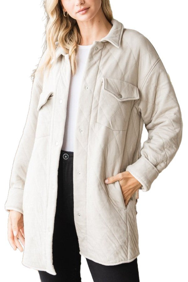 Plus Quilted Ease Button Jacket
