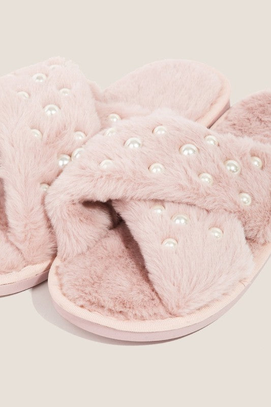 Blush Haven Faux Fur Slippers