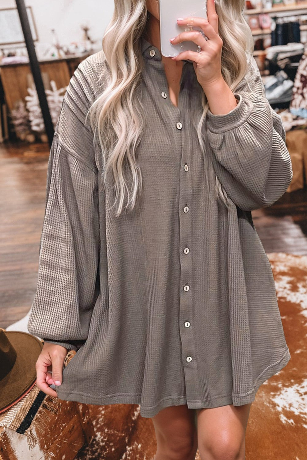 Cozy Waffle Mini Dress