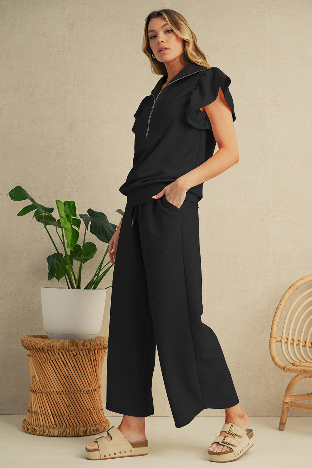 Off-Duty Zip & Wide Leg Set
