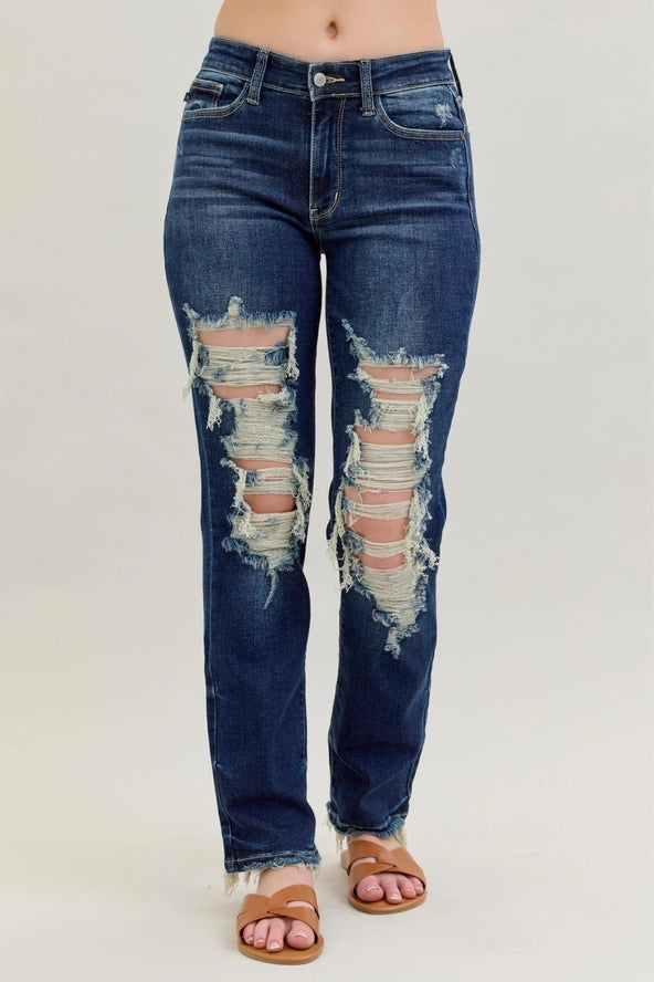 Judy Blue Heavy Destroyed Straight Jeans