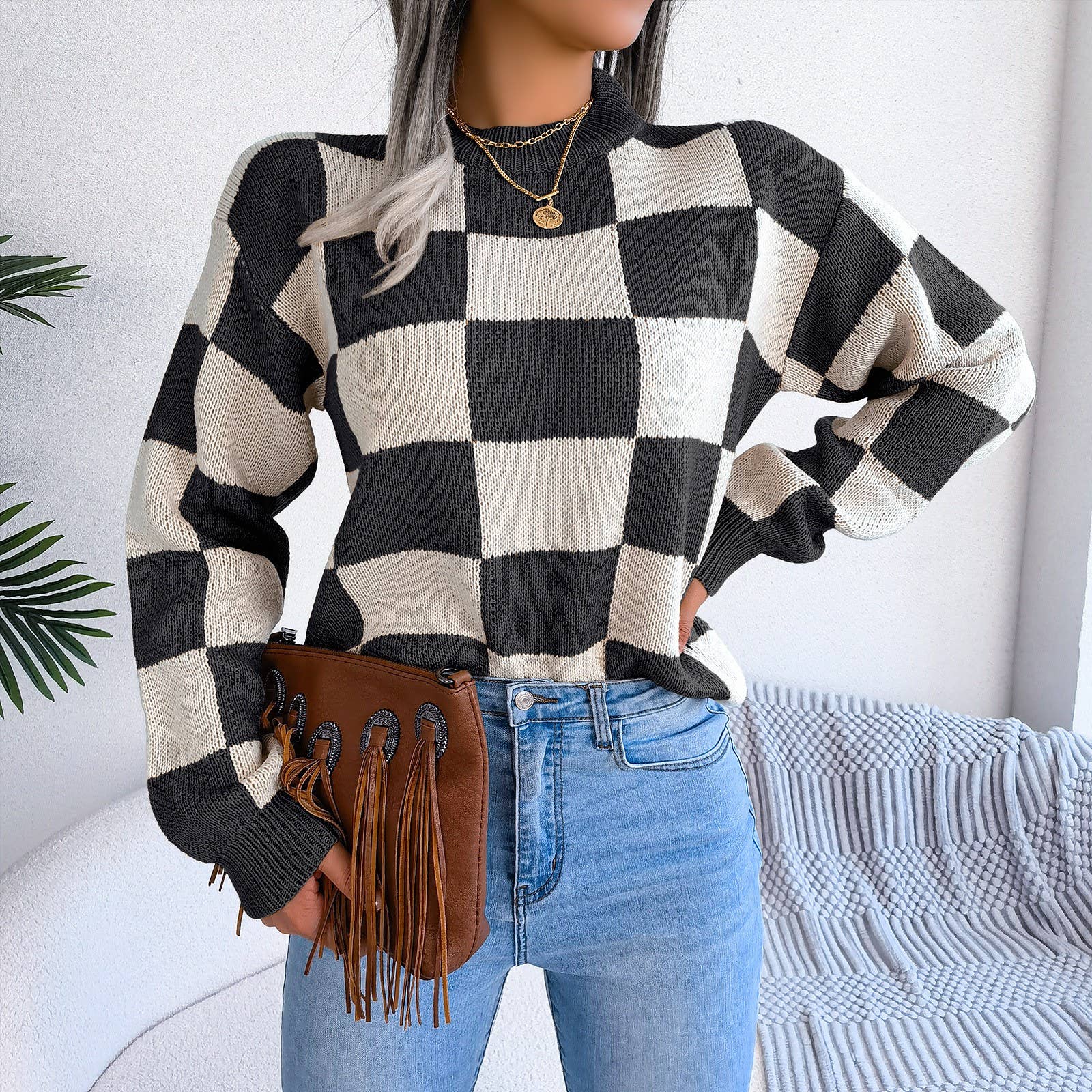 Plaid and Pop Sweater