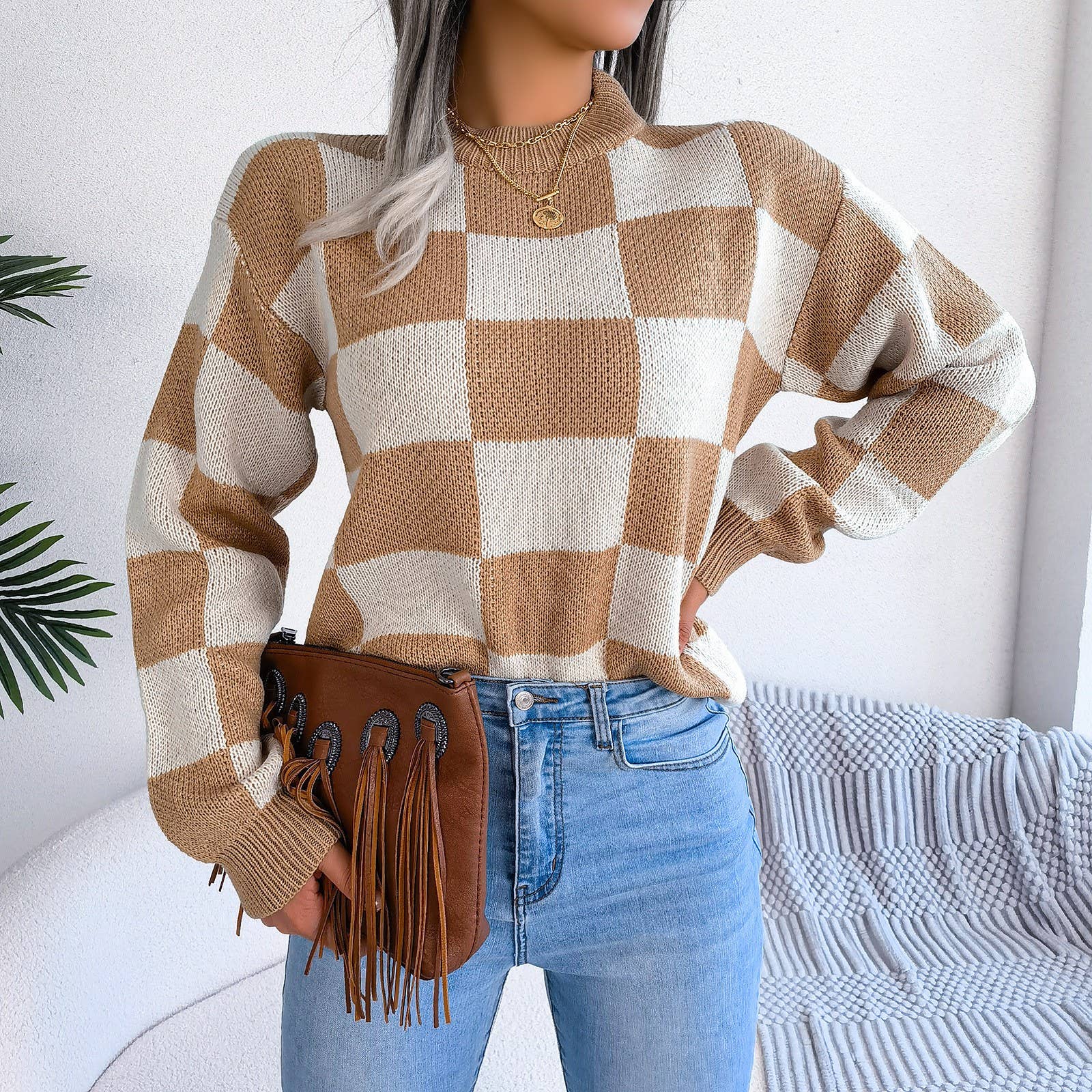 Plaid and Pop Sweater