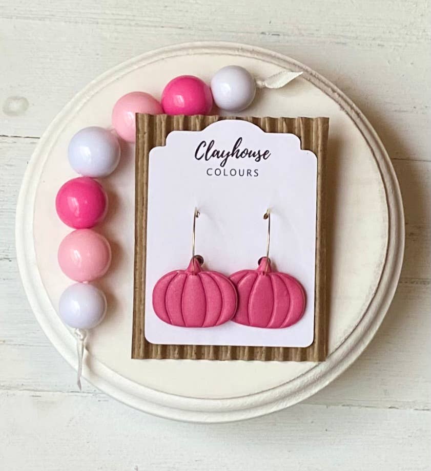 Pink Ghost & Pumpkin Earrings