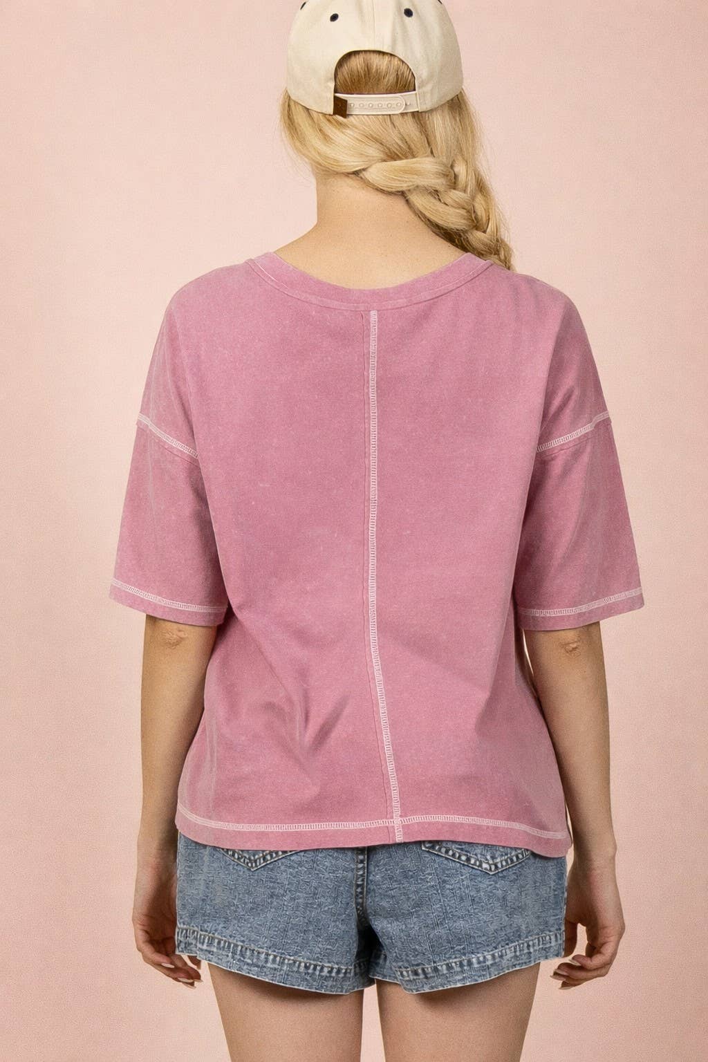 NT12336-Mineral Washed Oversized Comfy Knit Top