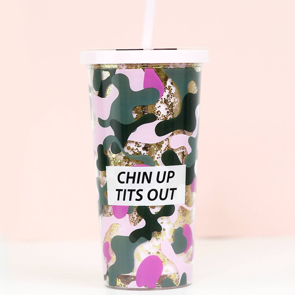 Chin Up Tits Out Tumbler with Straw