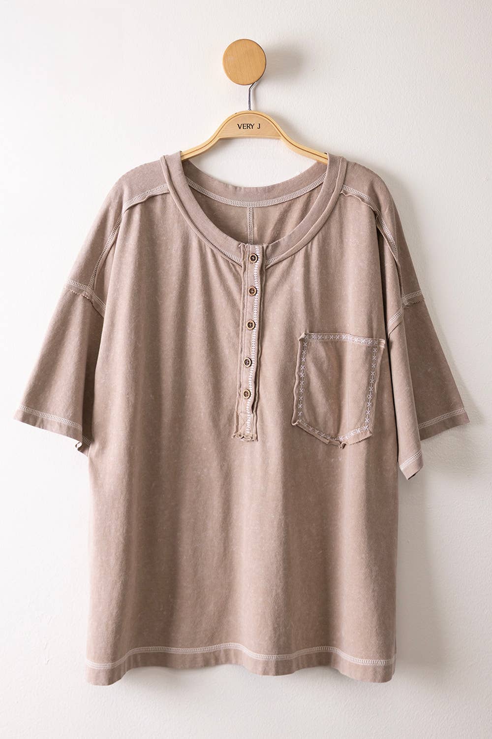 NT12336-Mineral Washed Oversized Comfy Knit Top