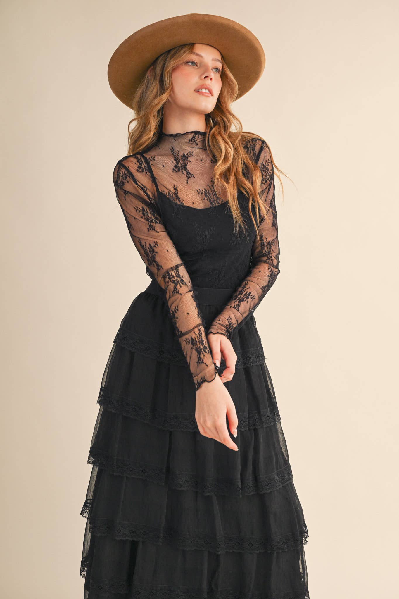 SHEER LACE LONG SLEEVE TOP