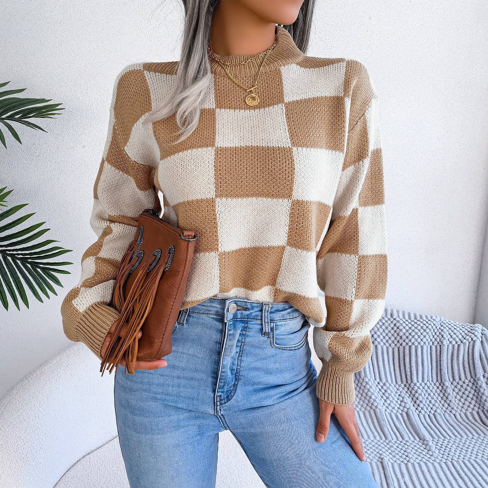 Plaid and Pop Sweater