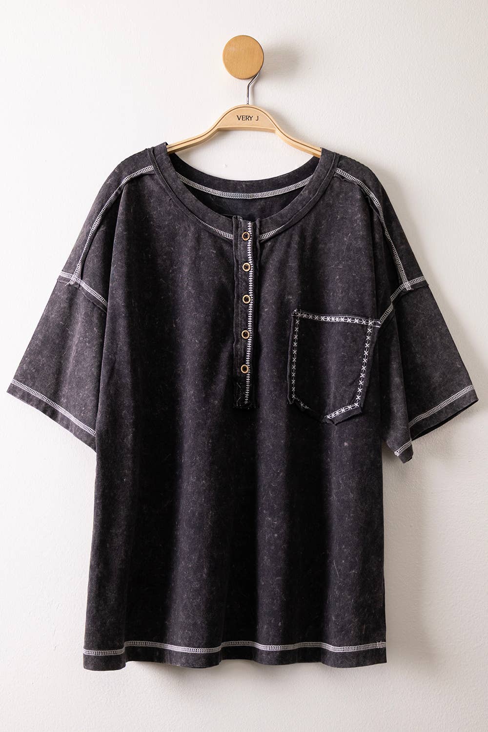 NT12336-Mineral Washed Oversized Comfy Knit Top