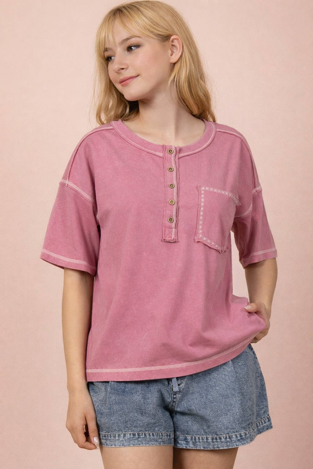NT12336-Mineral Washed Oversized Comfy Knit Top