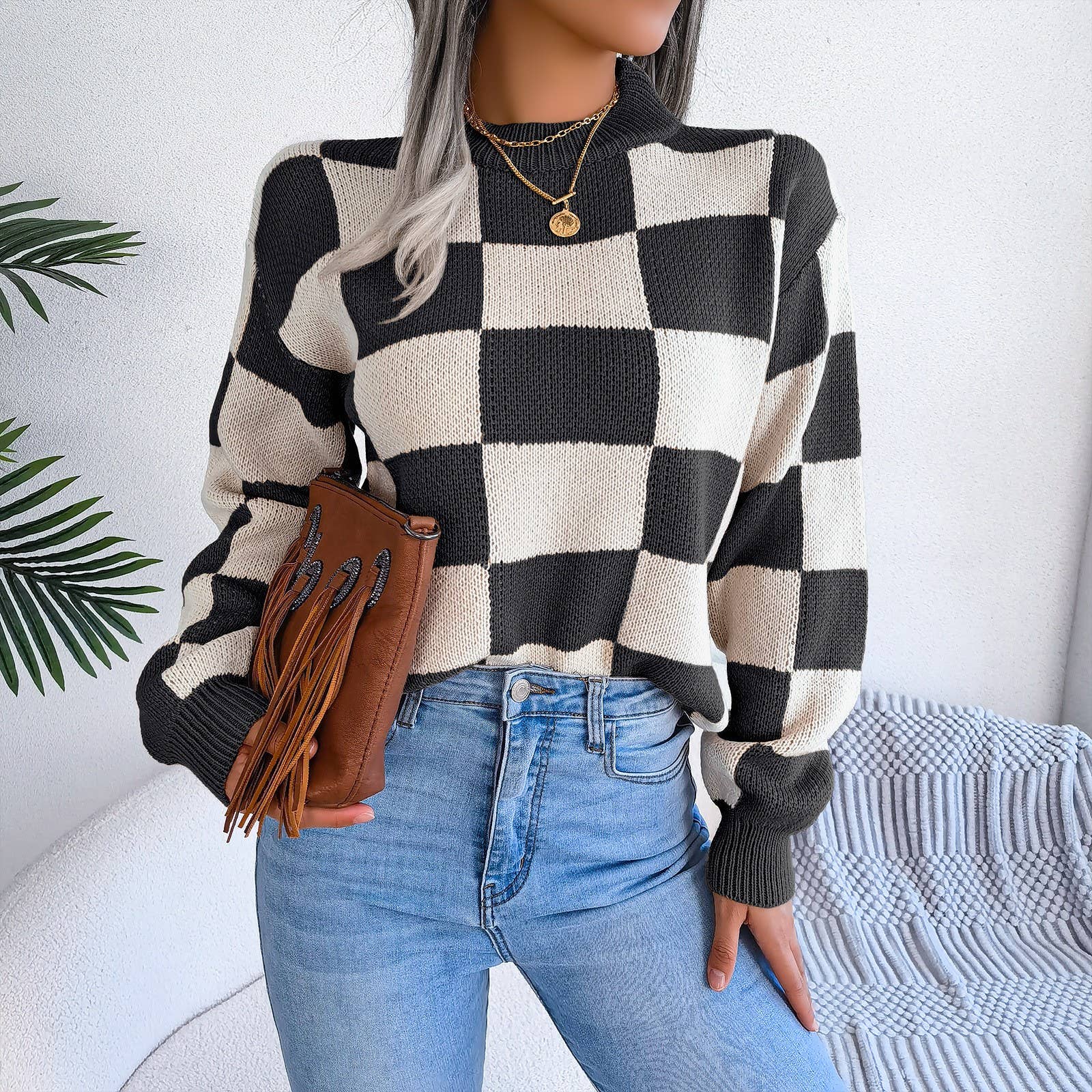 Plaid and Pop Sweater