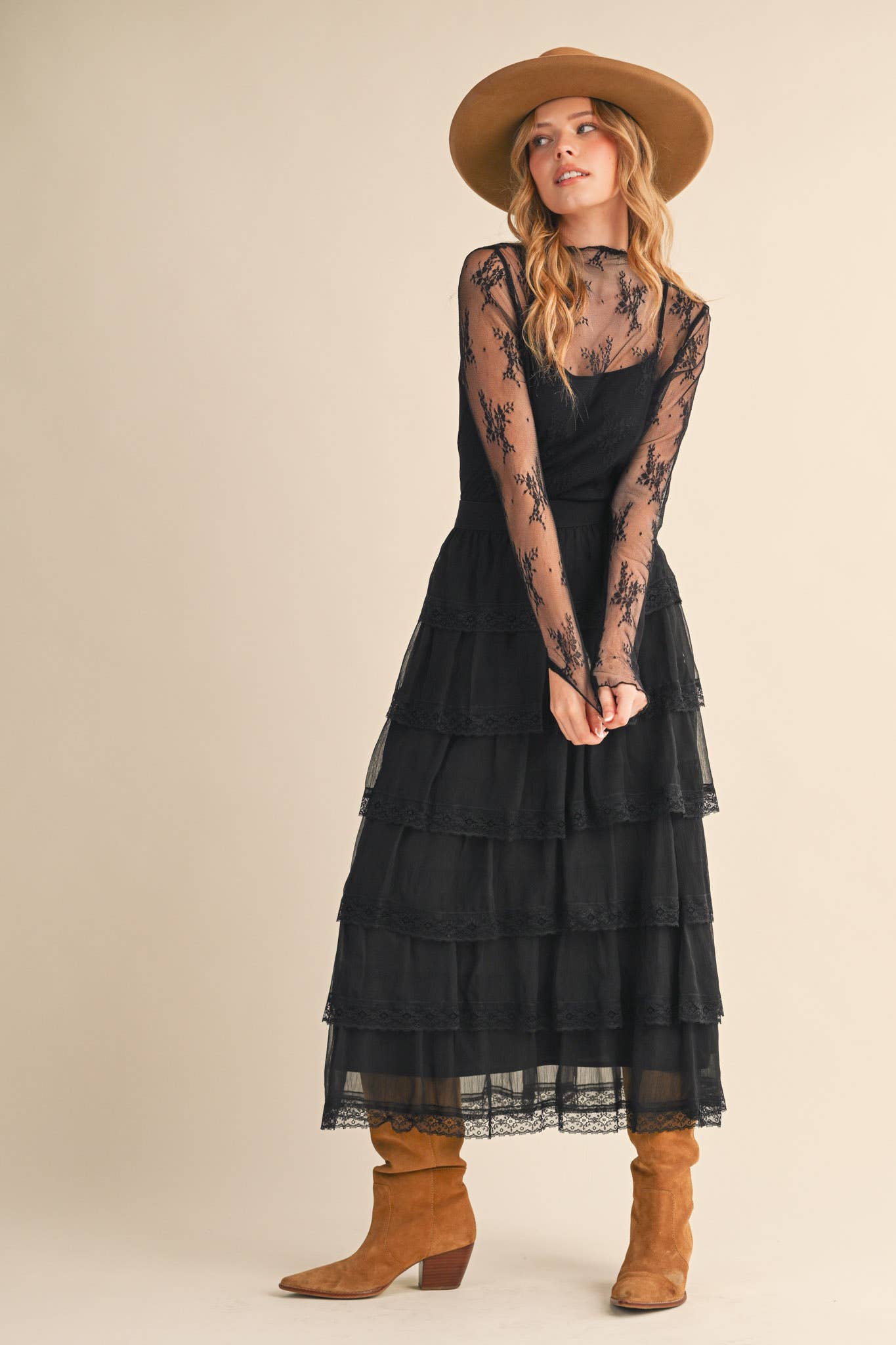 SHEER LACE LONG SLEEVE TOP