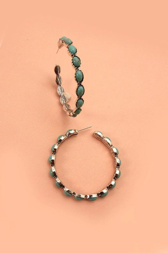 Western Blue Hoop Earrings