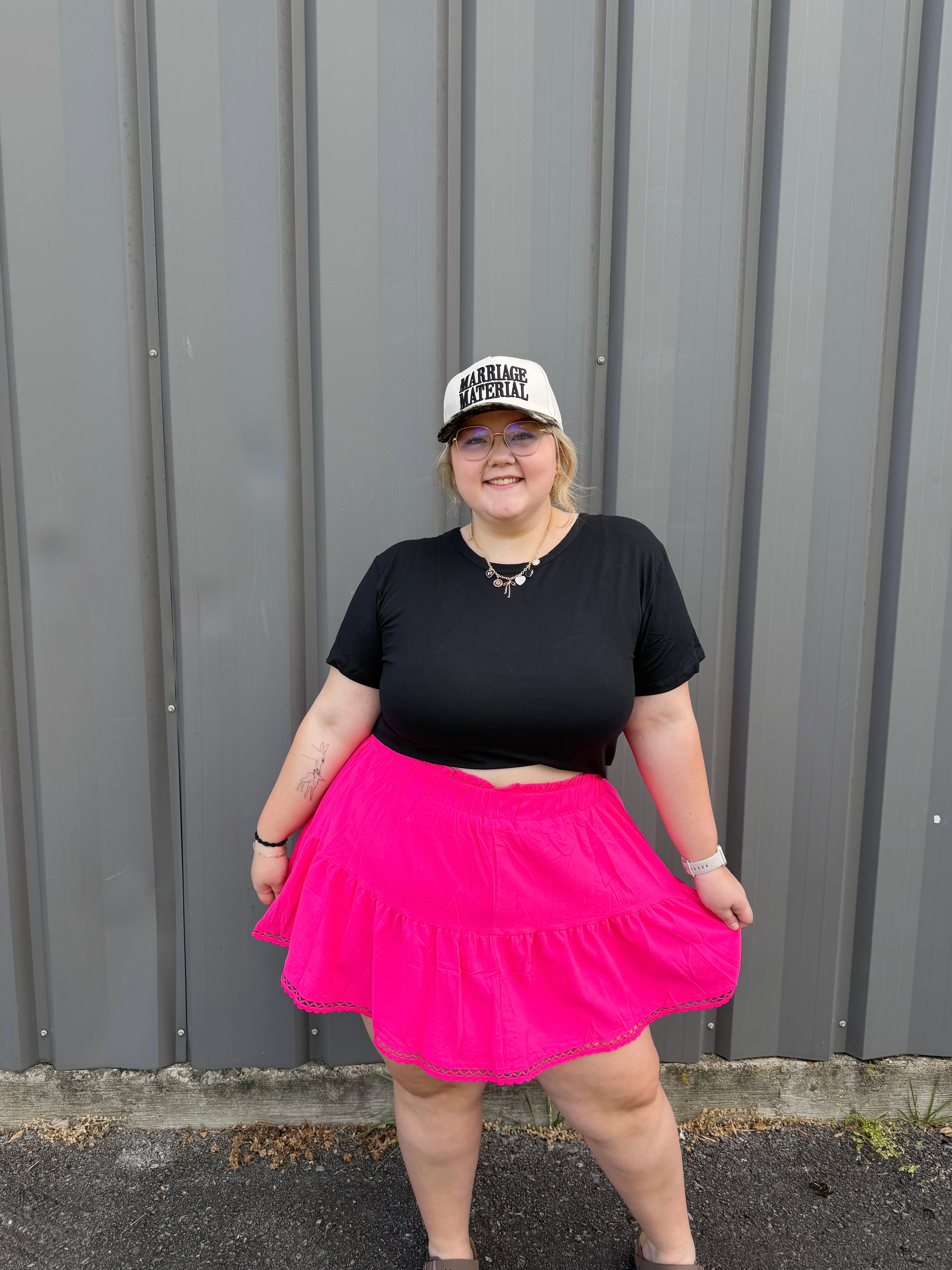 PLUS Pink Lace Skirt