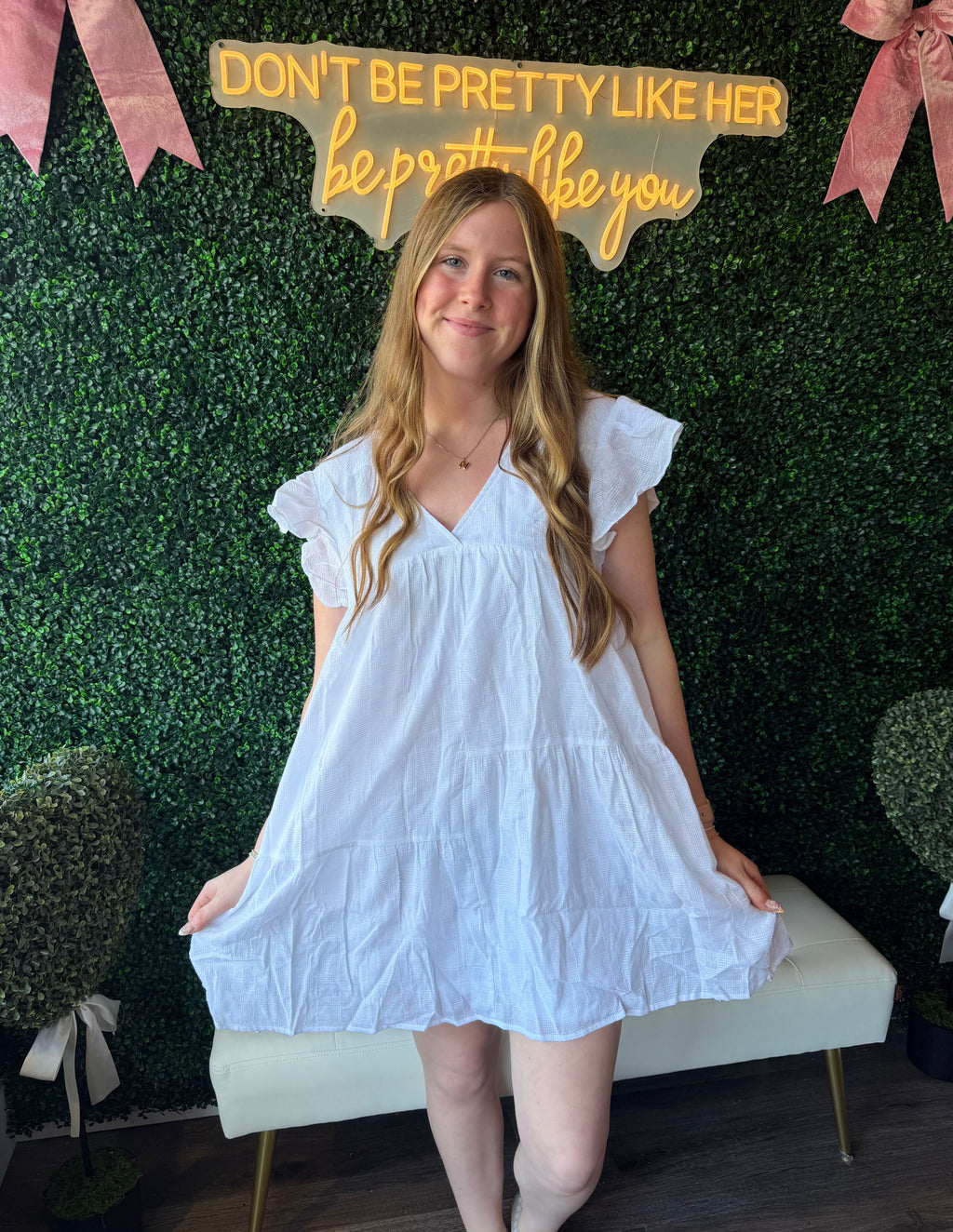 White Flutter Dress