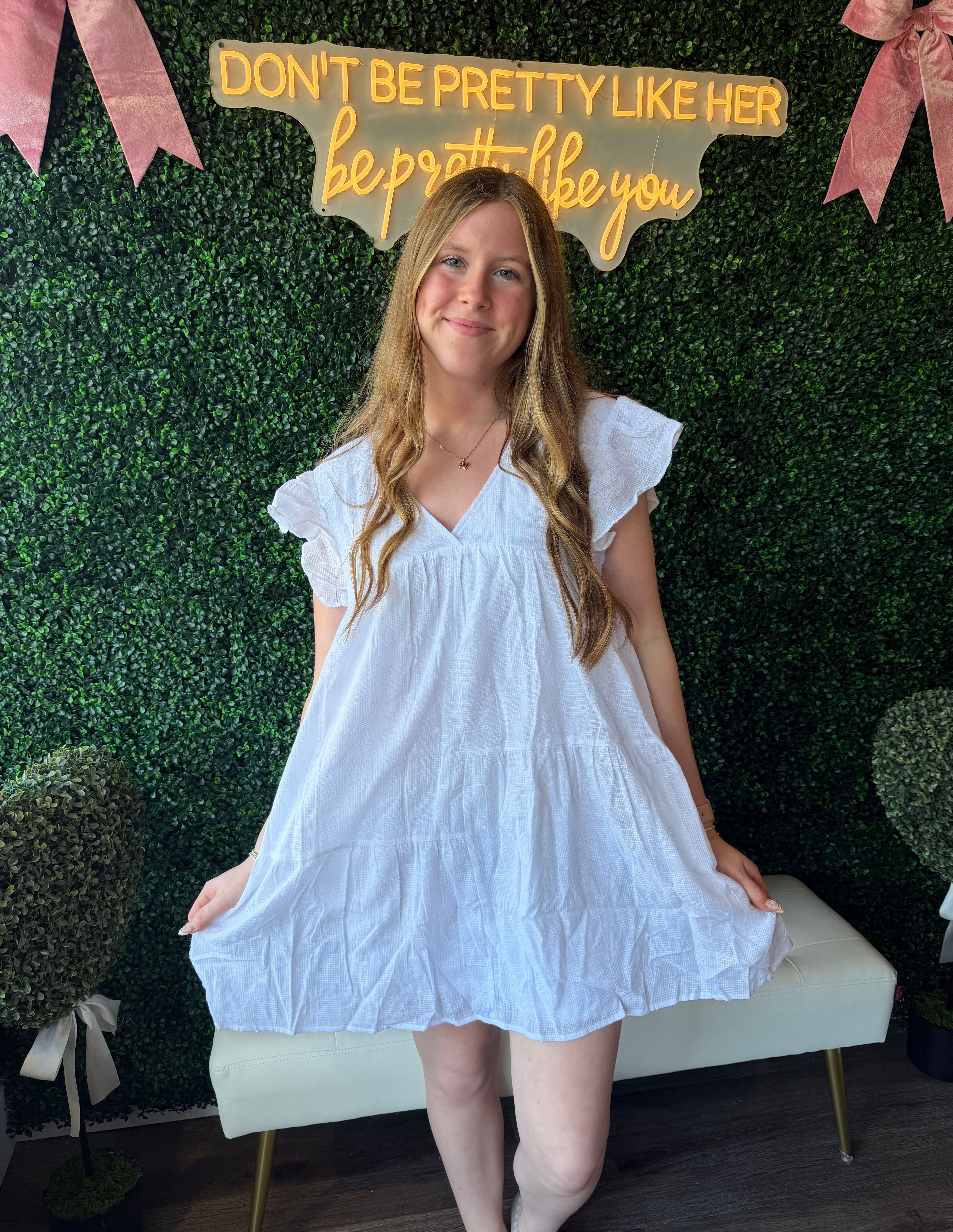 White Flutter Dress