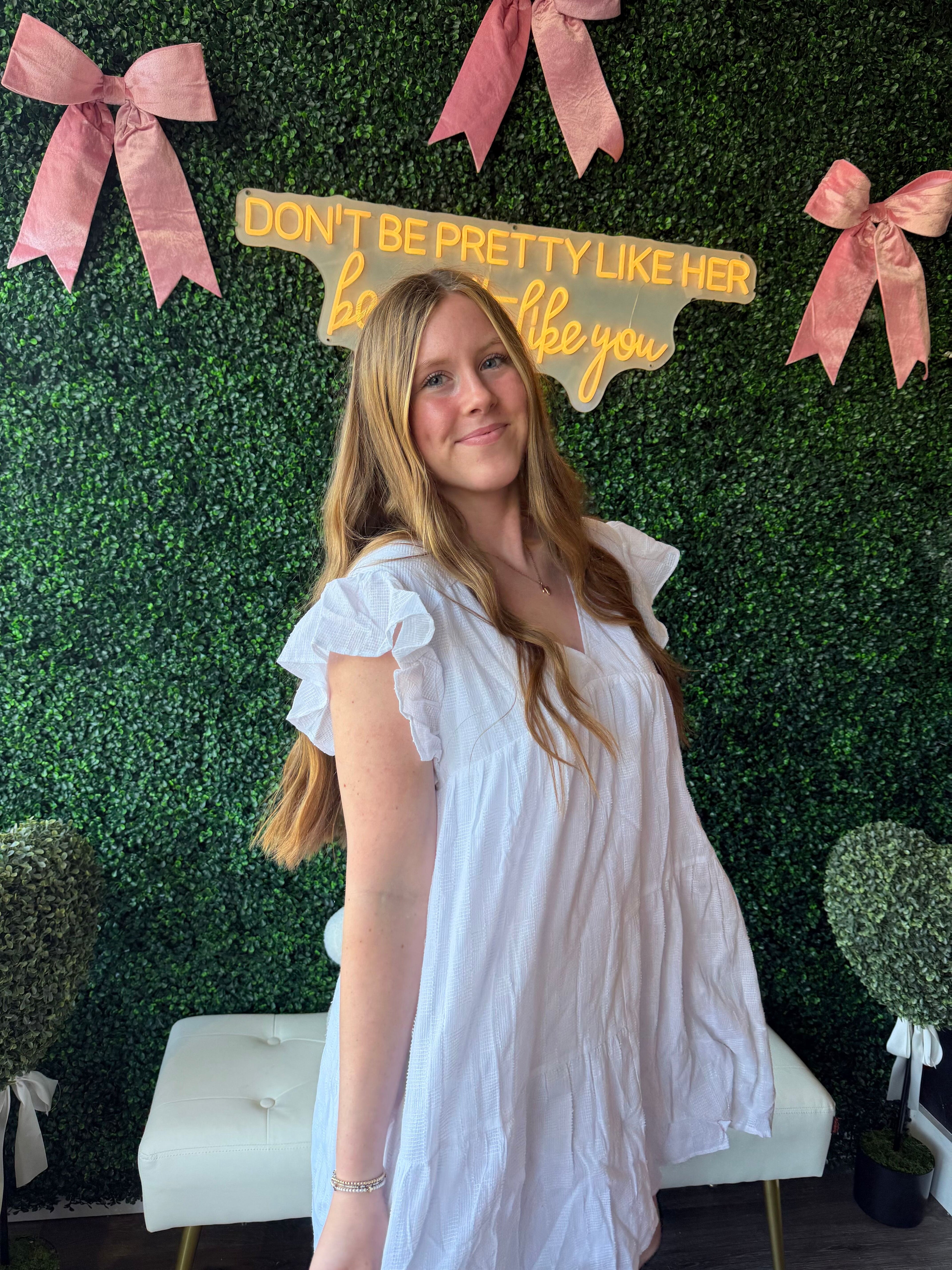 White Flutter Dress