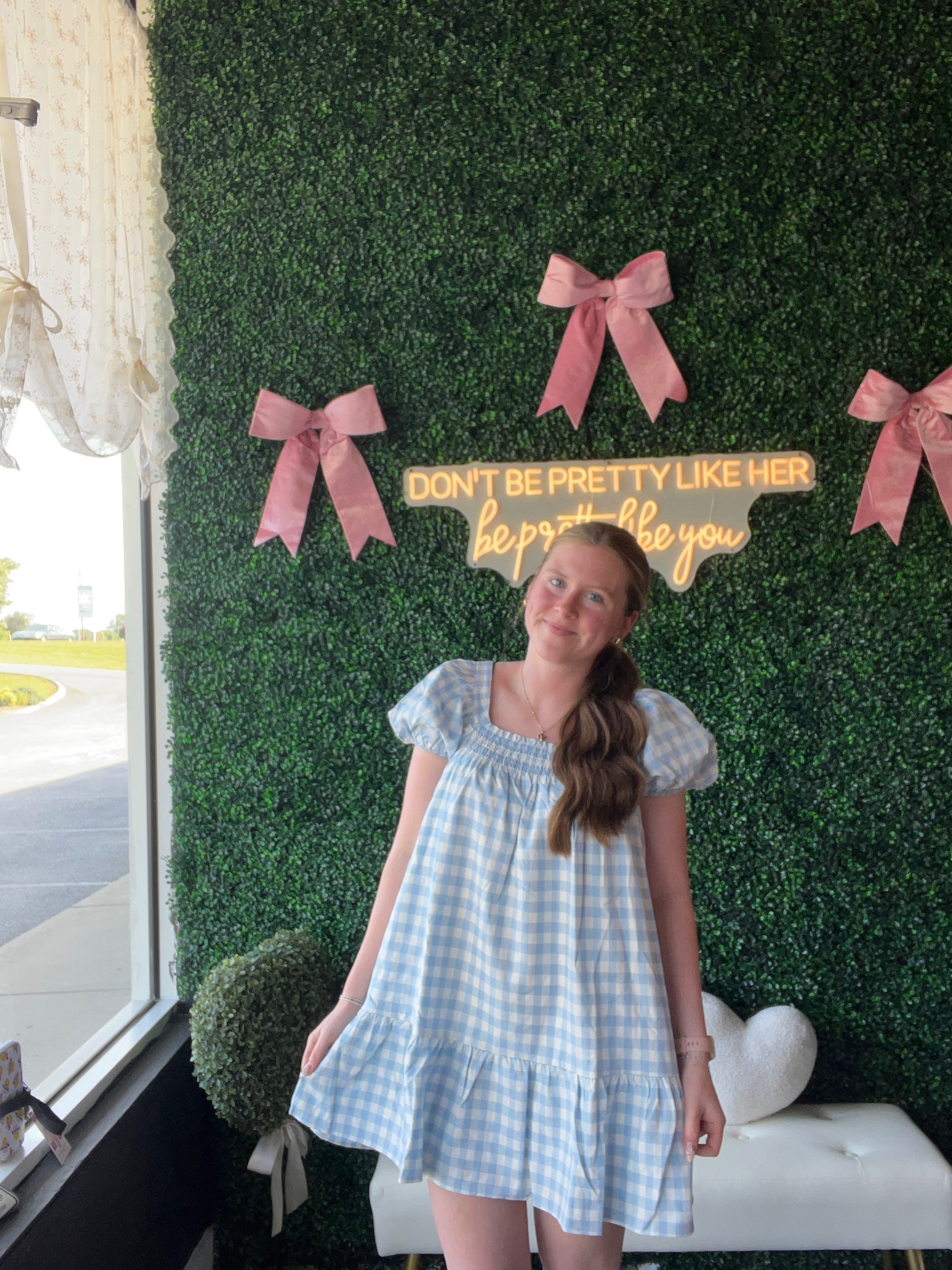 Blue Gingham Doll Dress
