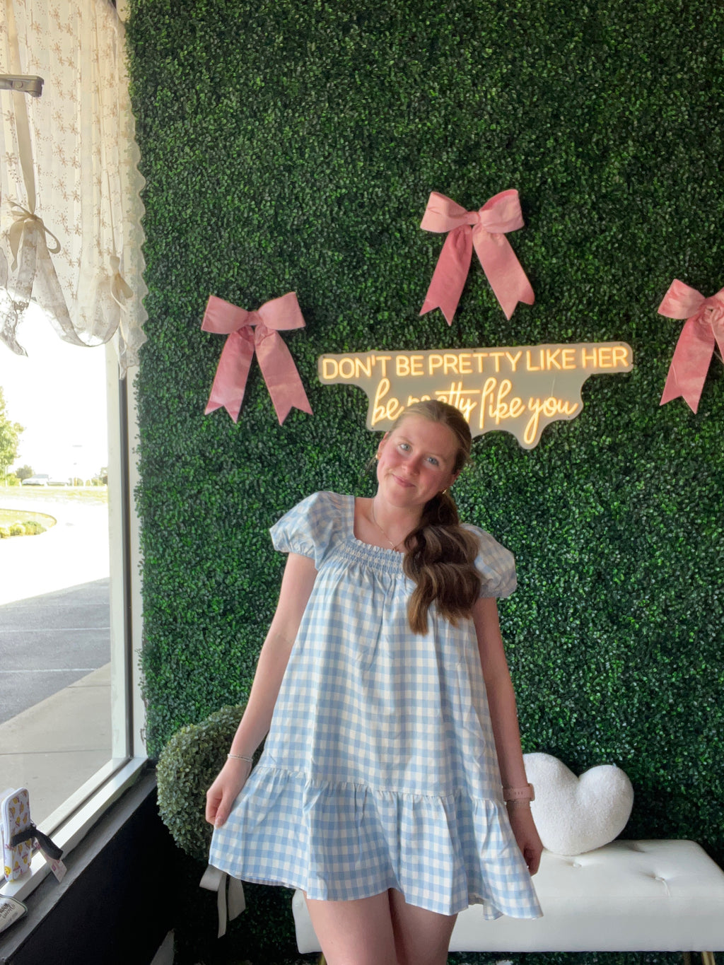Blue Gingham Doll Dress