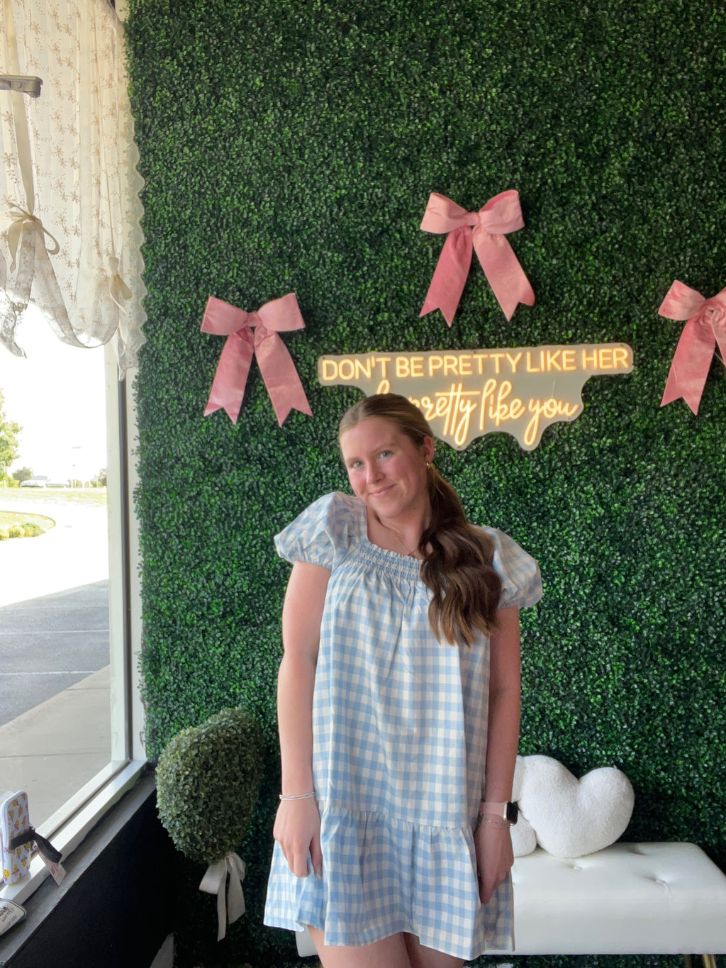 Blue Gingham Doll Dress