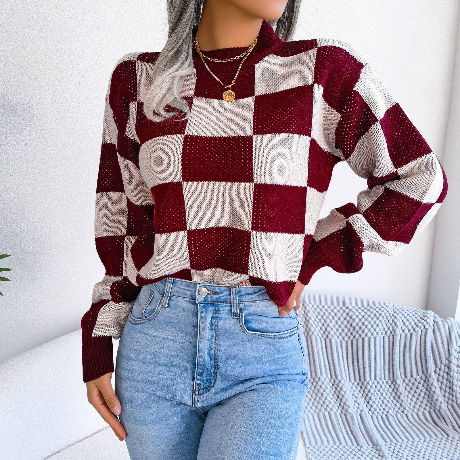 Plaid and Pop Sweater