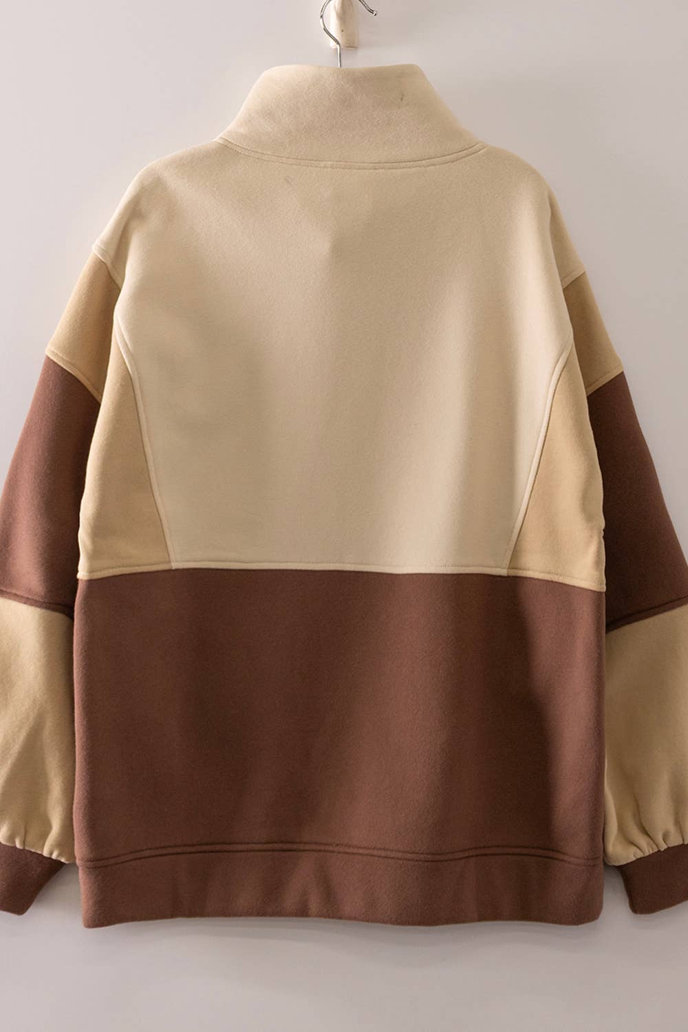 NT12353X-PLUS SIZE Colorblock Half Snap Sweatshirt
