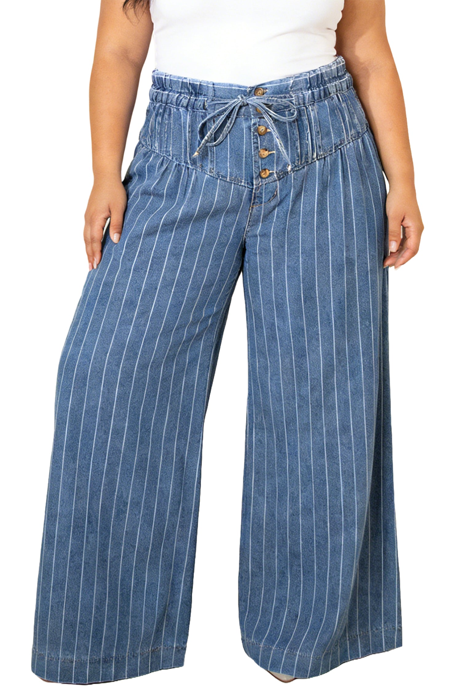 Soft Stripe Utility Wide Leg Denim