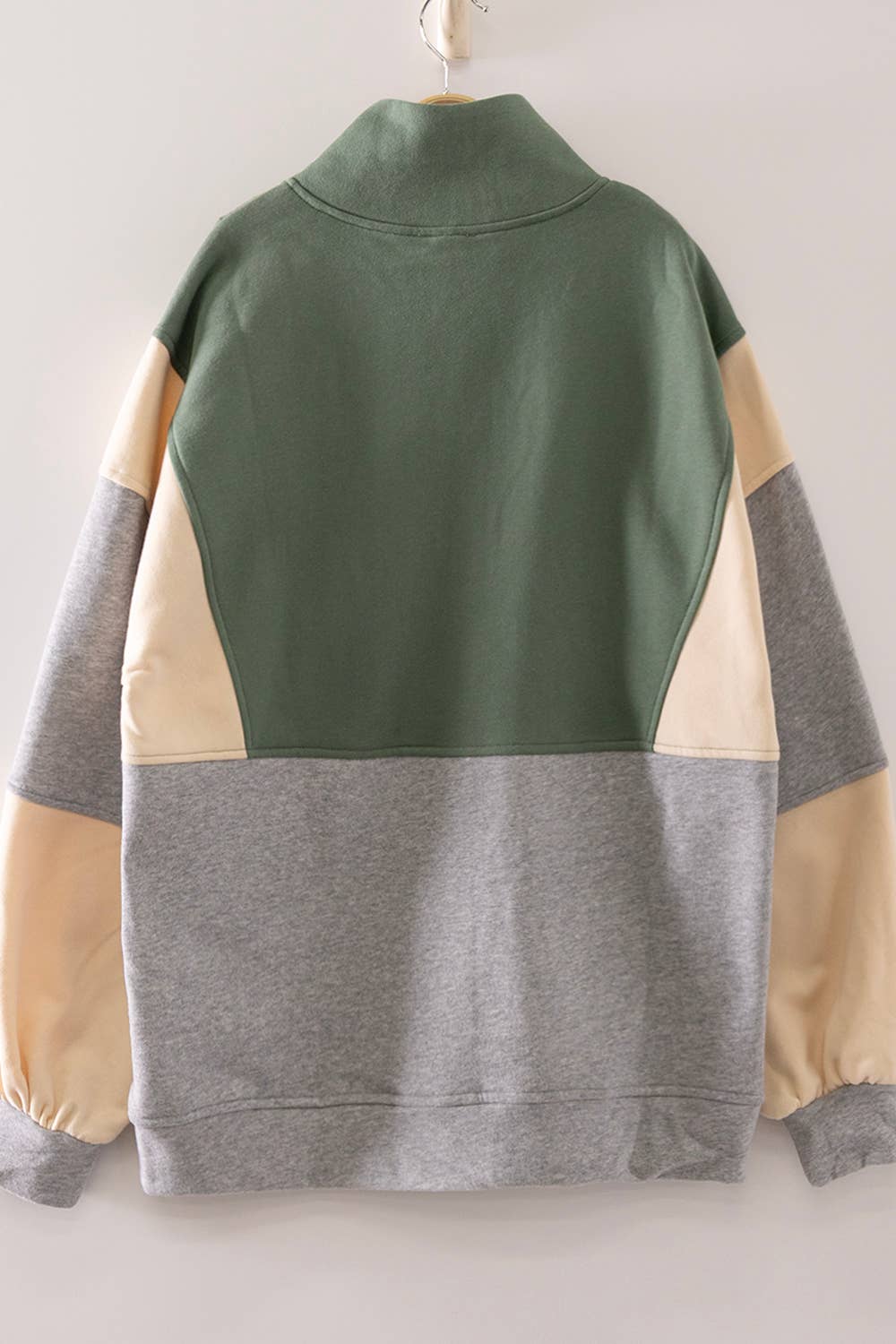 NT12353X-PLUS SIZE Colorblock Half Snap Sweatshirt