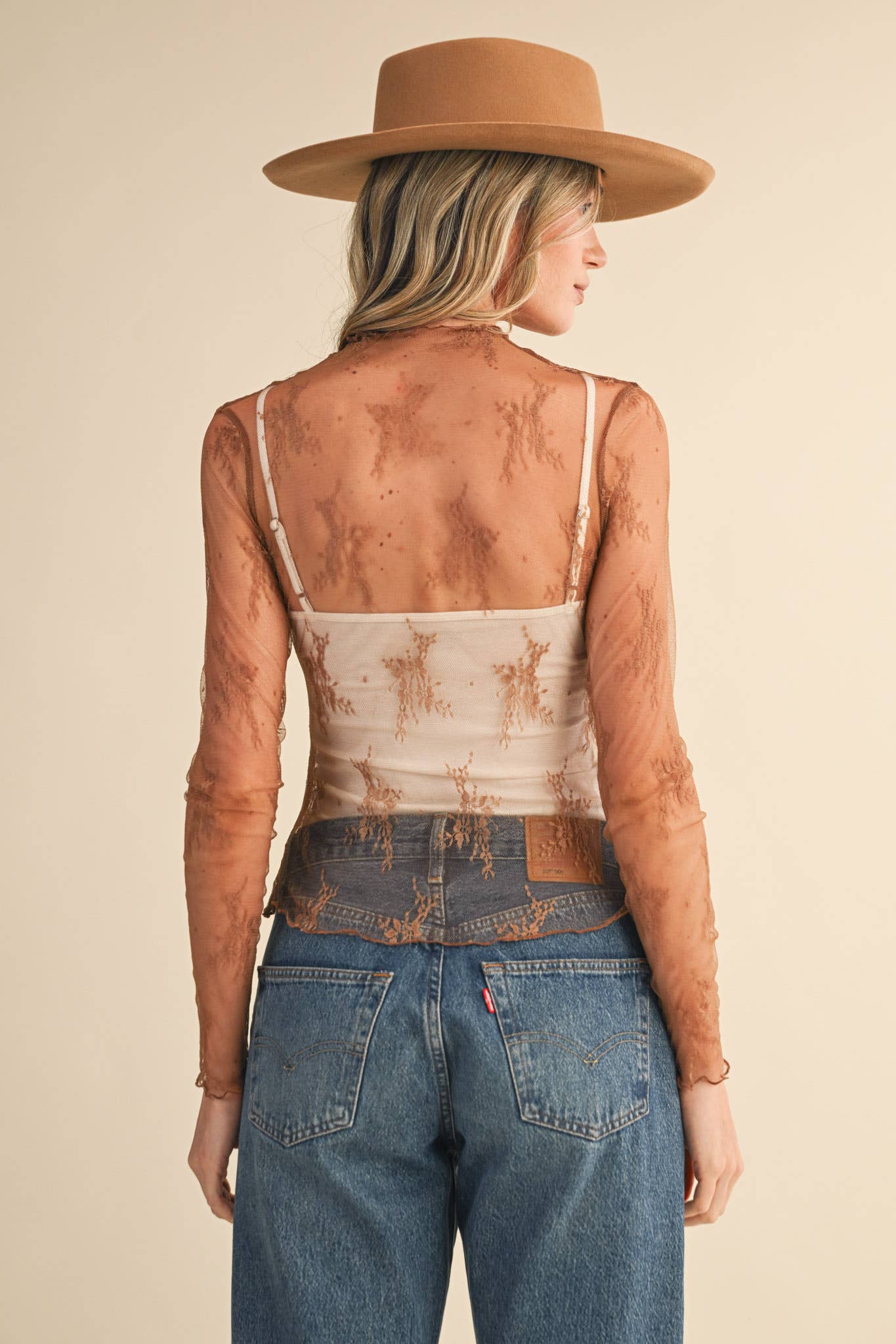 SHEER LACE LONG SLEEVE TOP