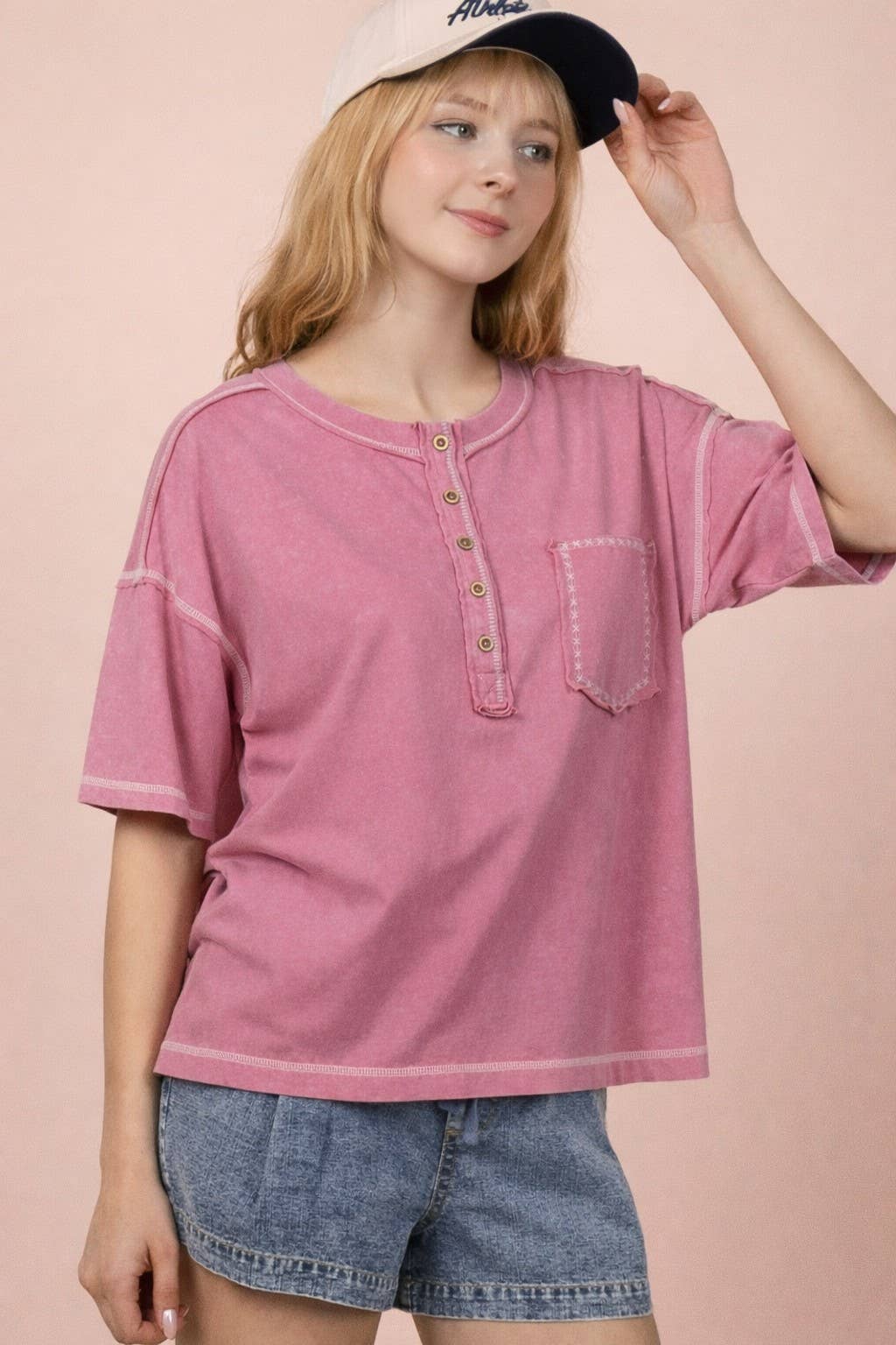 NT12336-Mineral Washed Oversized Comfy Knit Top