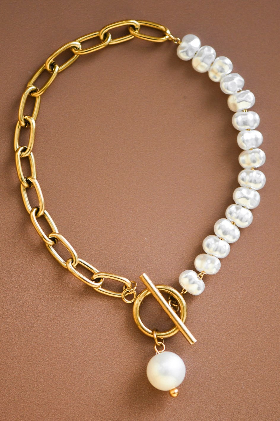 18K Gold Dipped Pearl Chain Bracelet