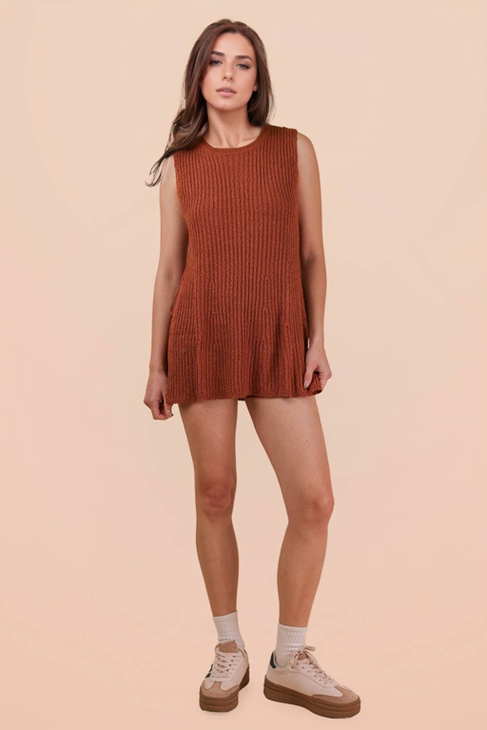 12W3359NSET-Knit Sweater Comfy Top & Shorts Set