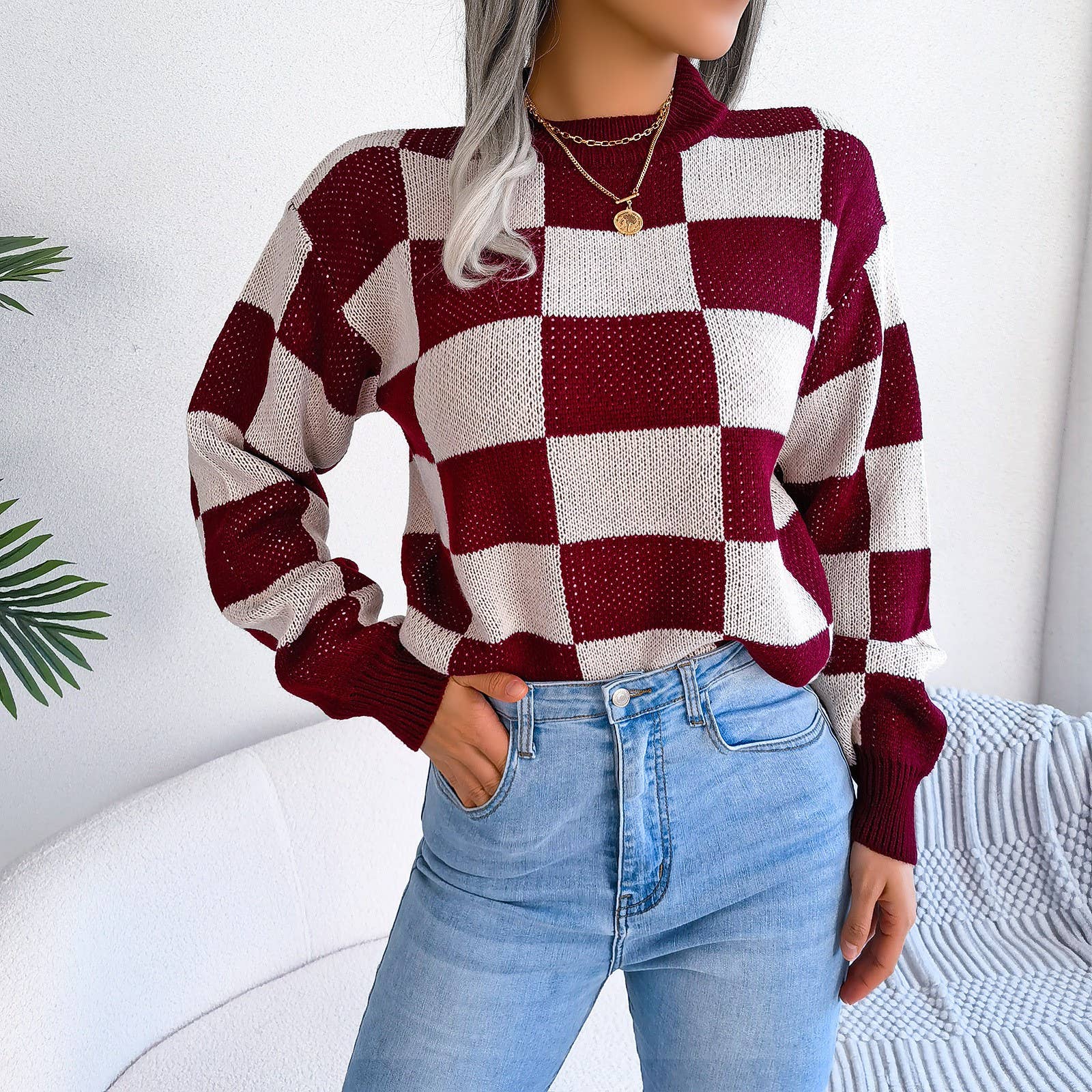 Plaid and Pop Sweater