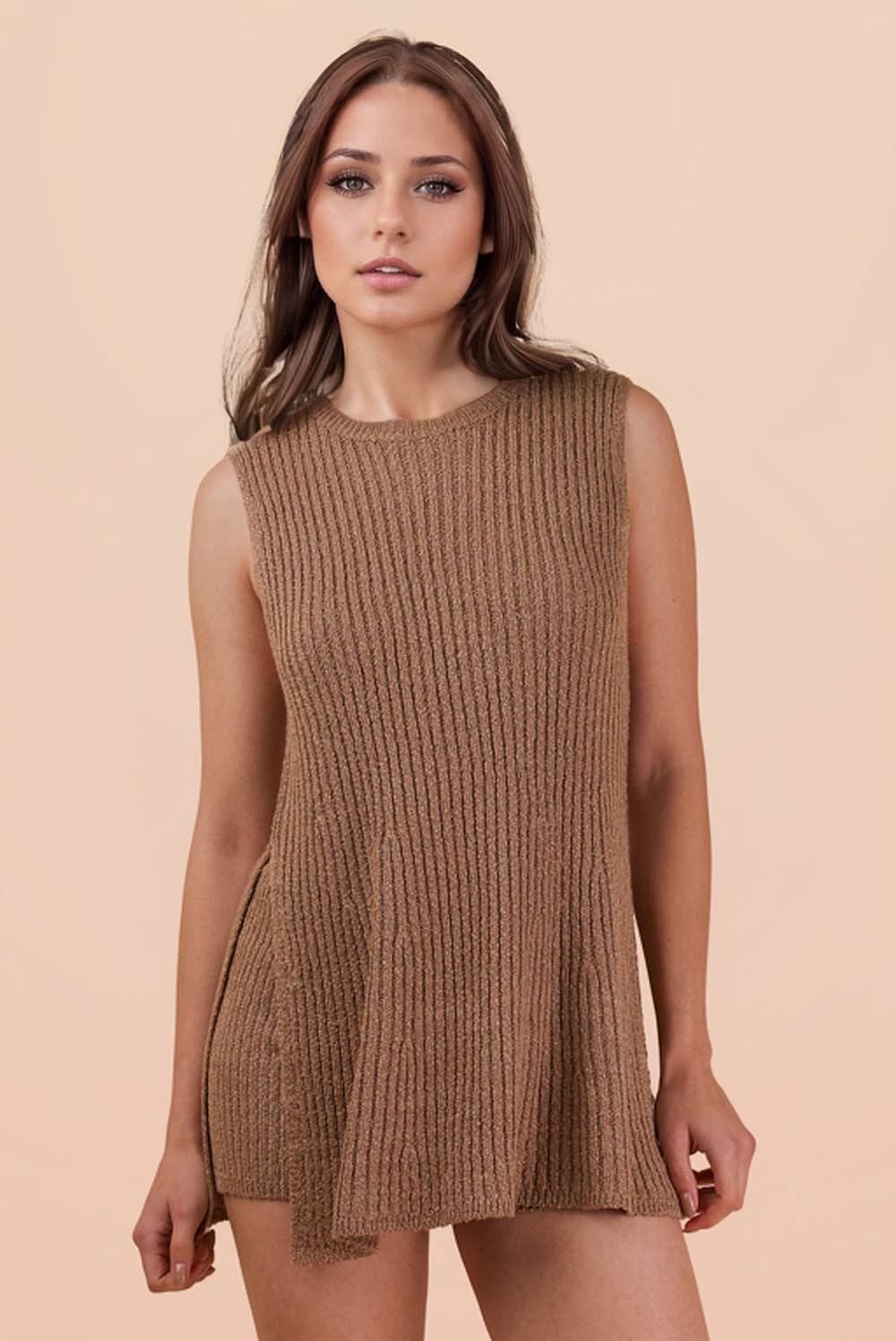 12W3359NSET-Knit Sweater Comfy Top & Shorts Set